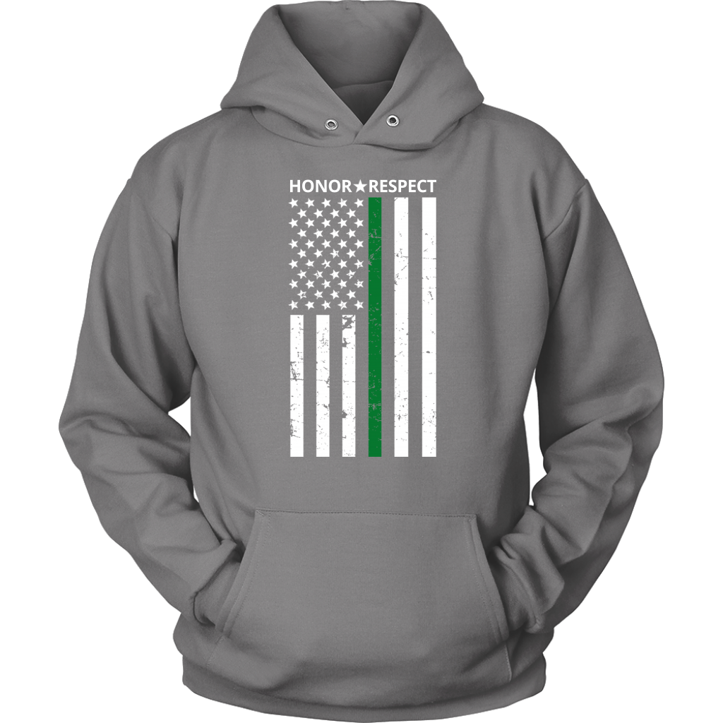 THIN GREEN LINE FLAG HONOR RESPECT SHIRTS AND HOODIES
