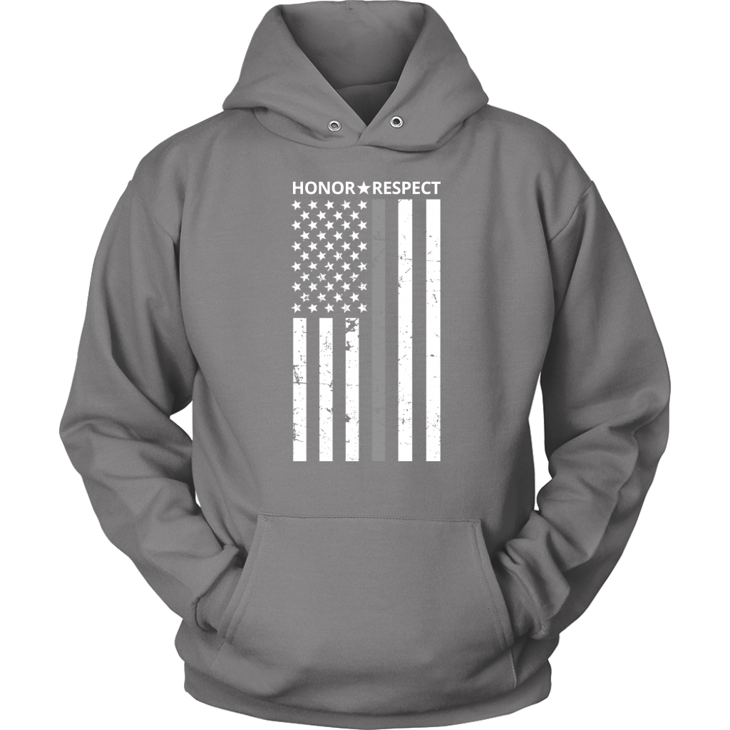 THIN SILVER LINE FLAG HONOR RESPECT SHIRTS AND HOODIES