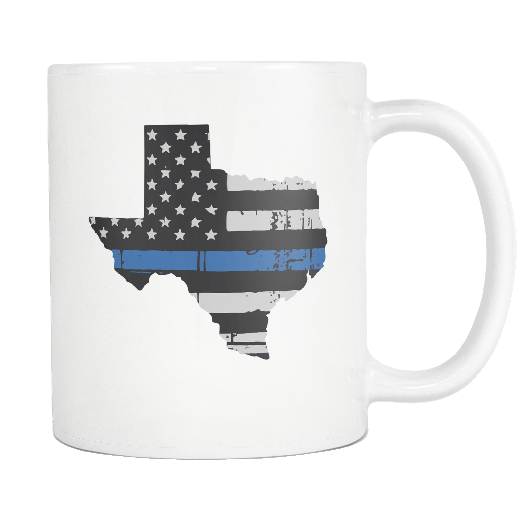 Texas Thin Blue Line American Flag - Mug