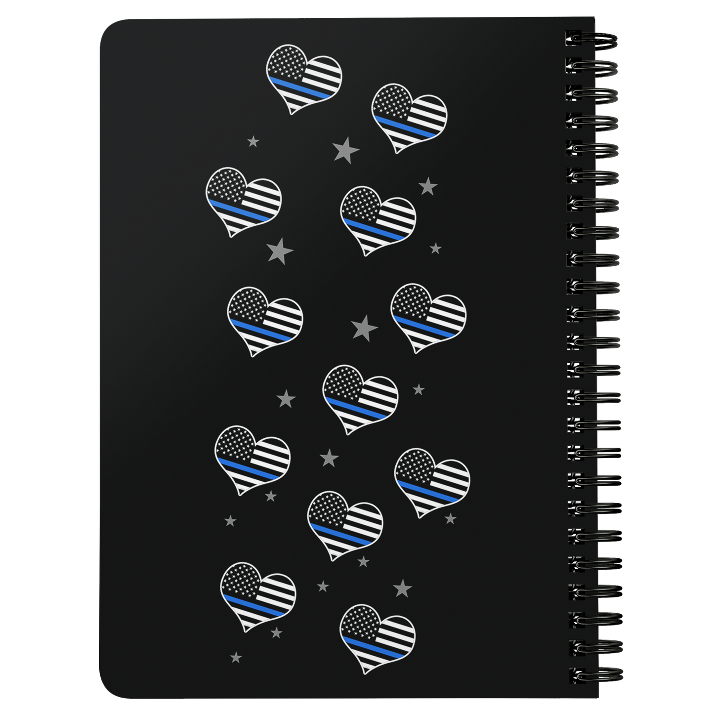 Thin Blue Line Flags Hearts Spiralbound Notebook Journal