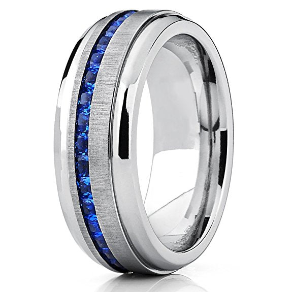 Stylish Titanium Thin Blue Line Ring