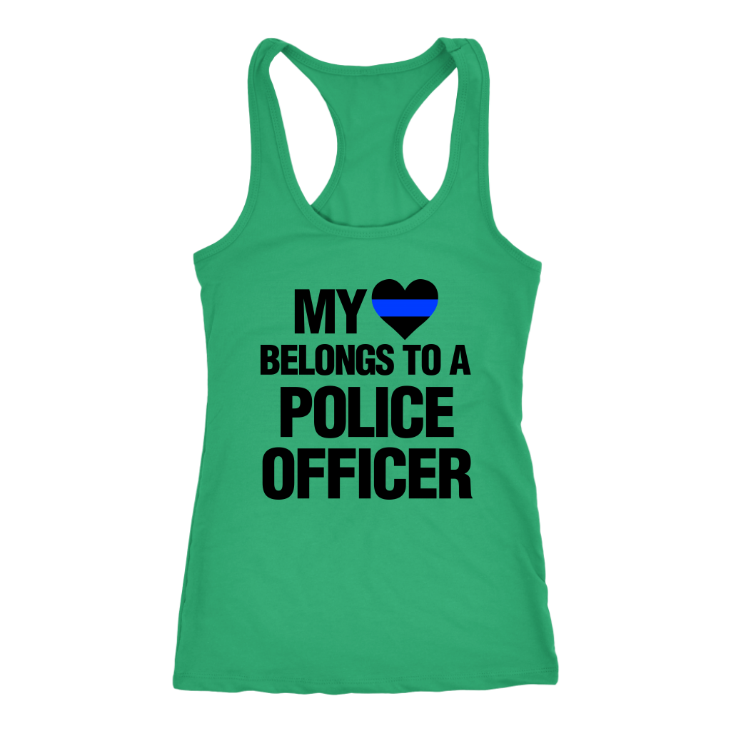 Women's My Heart Belongs To A Police Officer Tank Tops