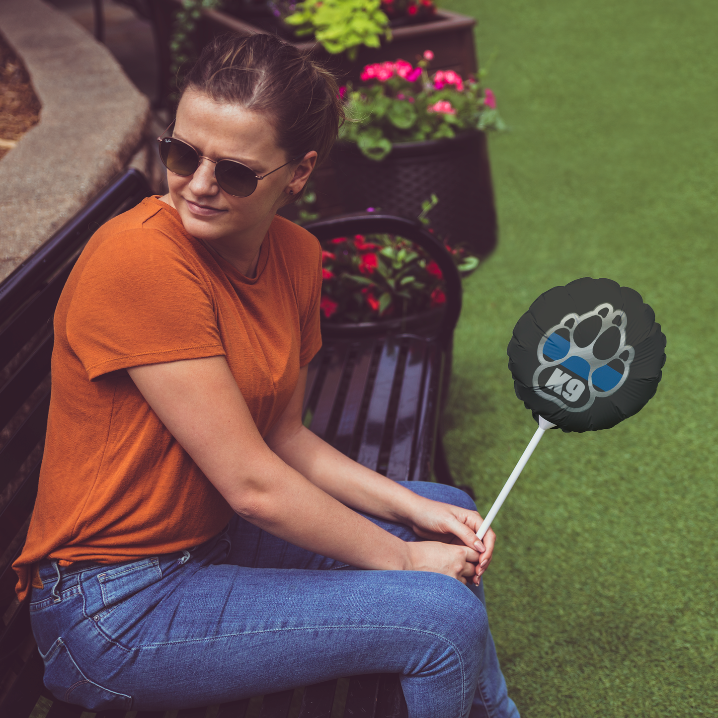 K-9 Paw Thin Blue Line Flag Balloon