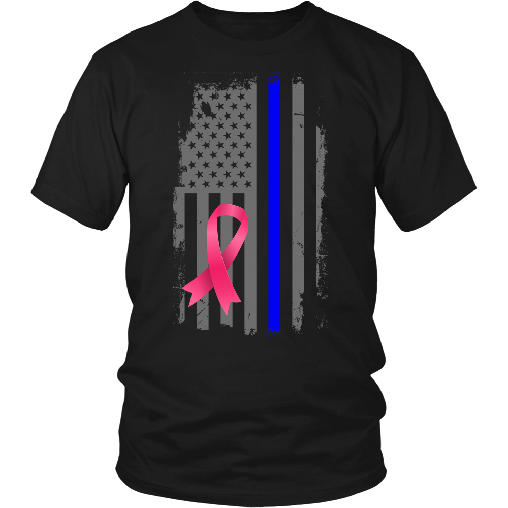 Breast Cancer Awareness Thin Blue Line Flag Shirt