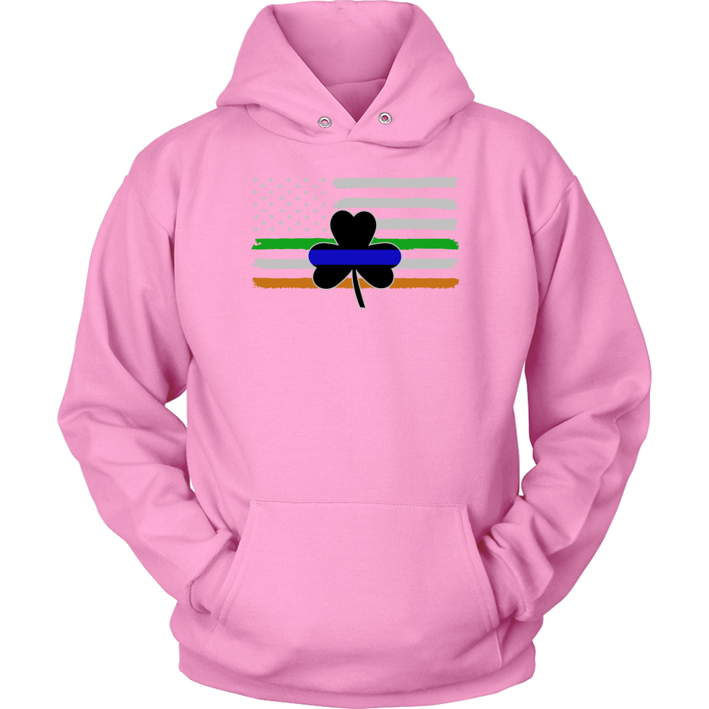 Thin Blue Line Shamrock Distress Irish Flag Shirts & Hoodies
