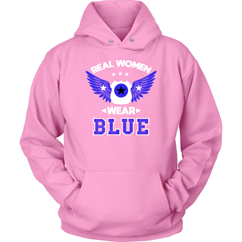 Real Women Wear Blue shirts and hoodies
