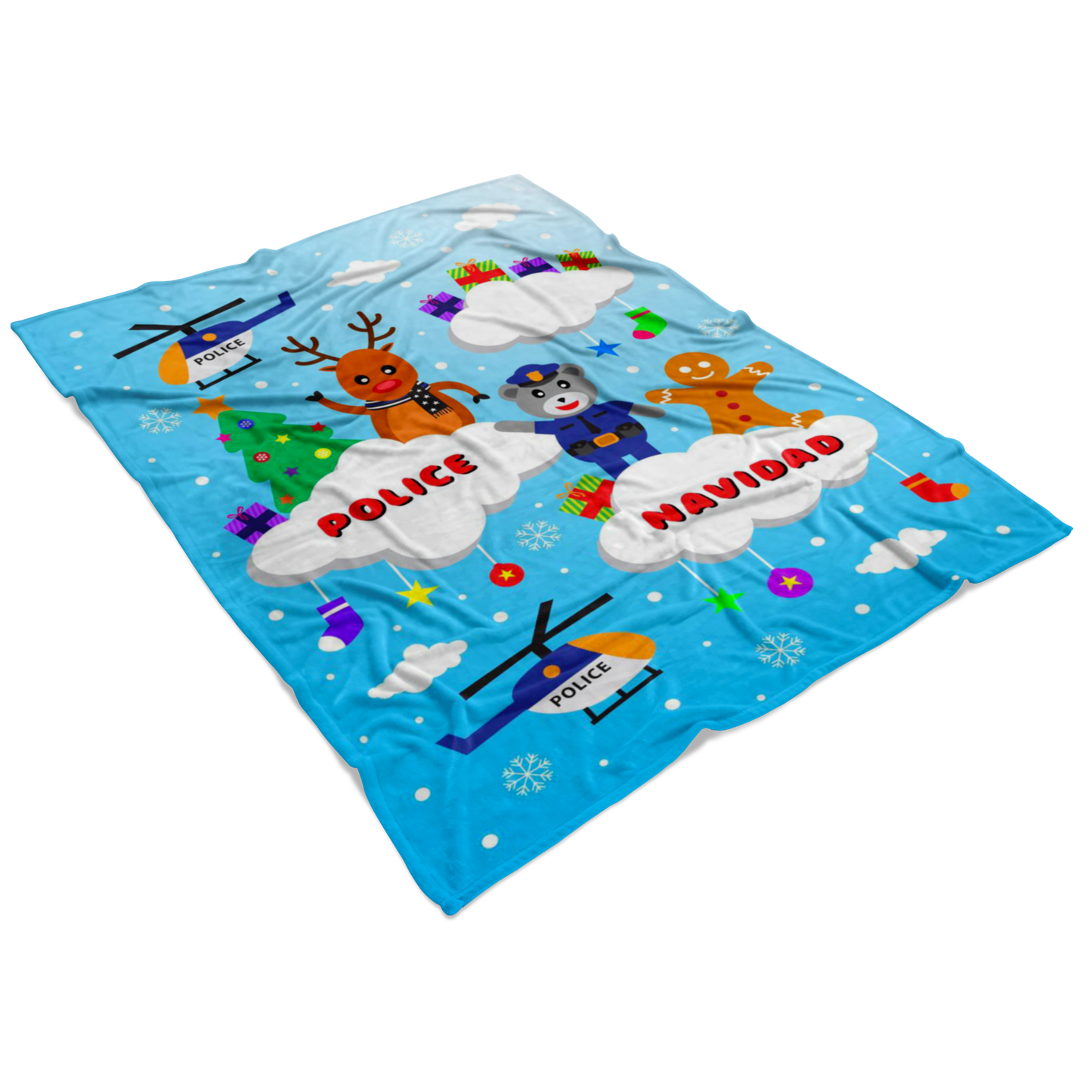 Police Navidad Christmas Blanket