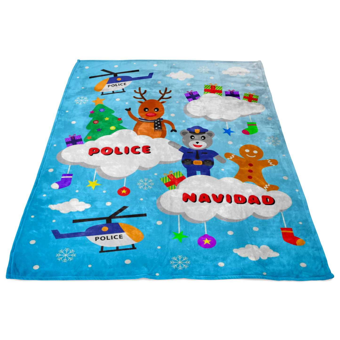 Police Navidad Christmas Blanket