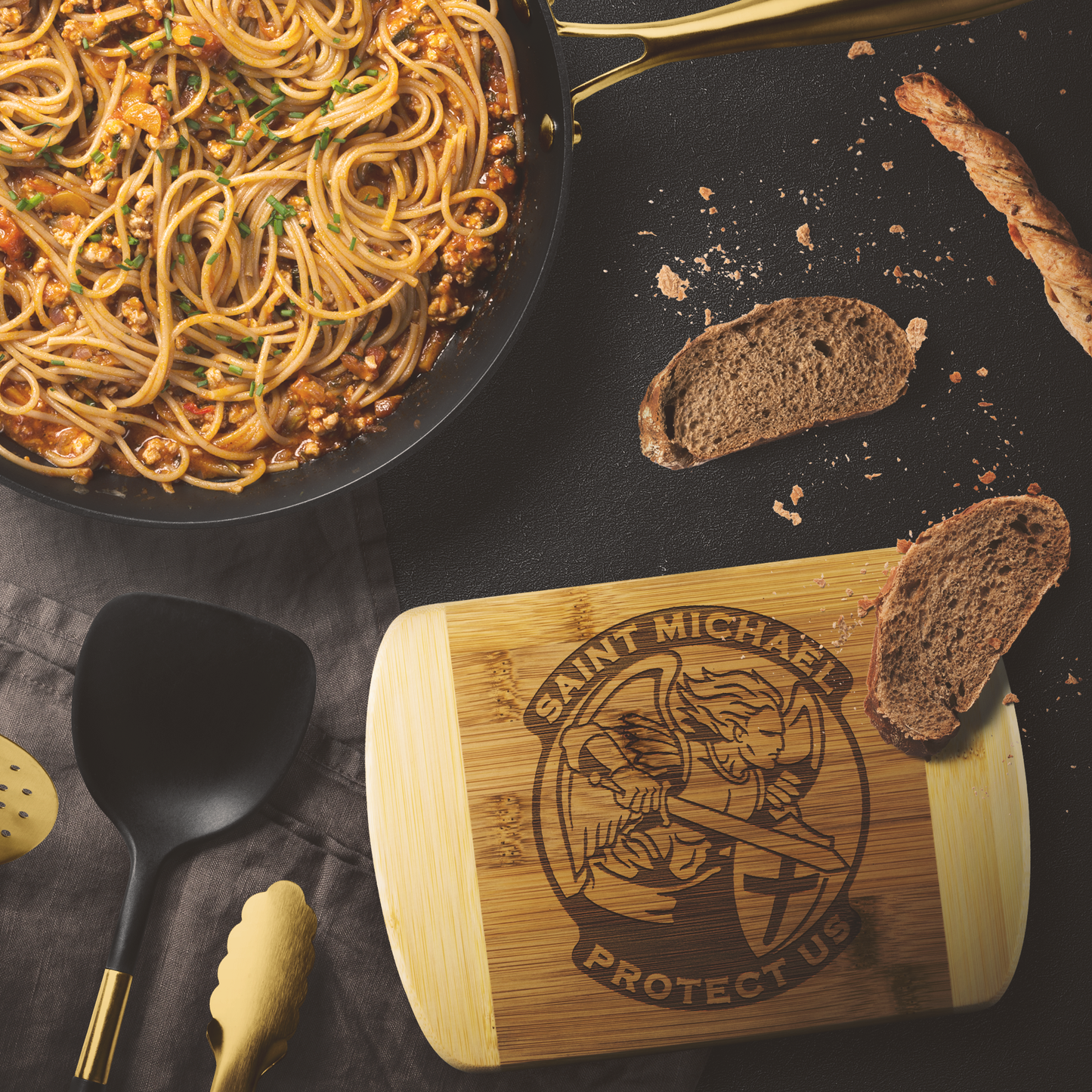 St Michael Protect Us Round Edge Chopping Board