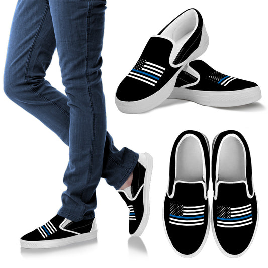 Thin Blue Line Flag Slip On Shoes