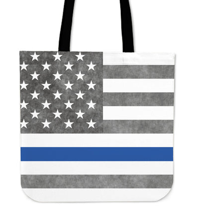 Thin Blue Line American Flag Tote Bag