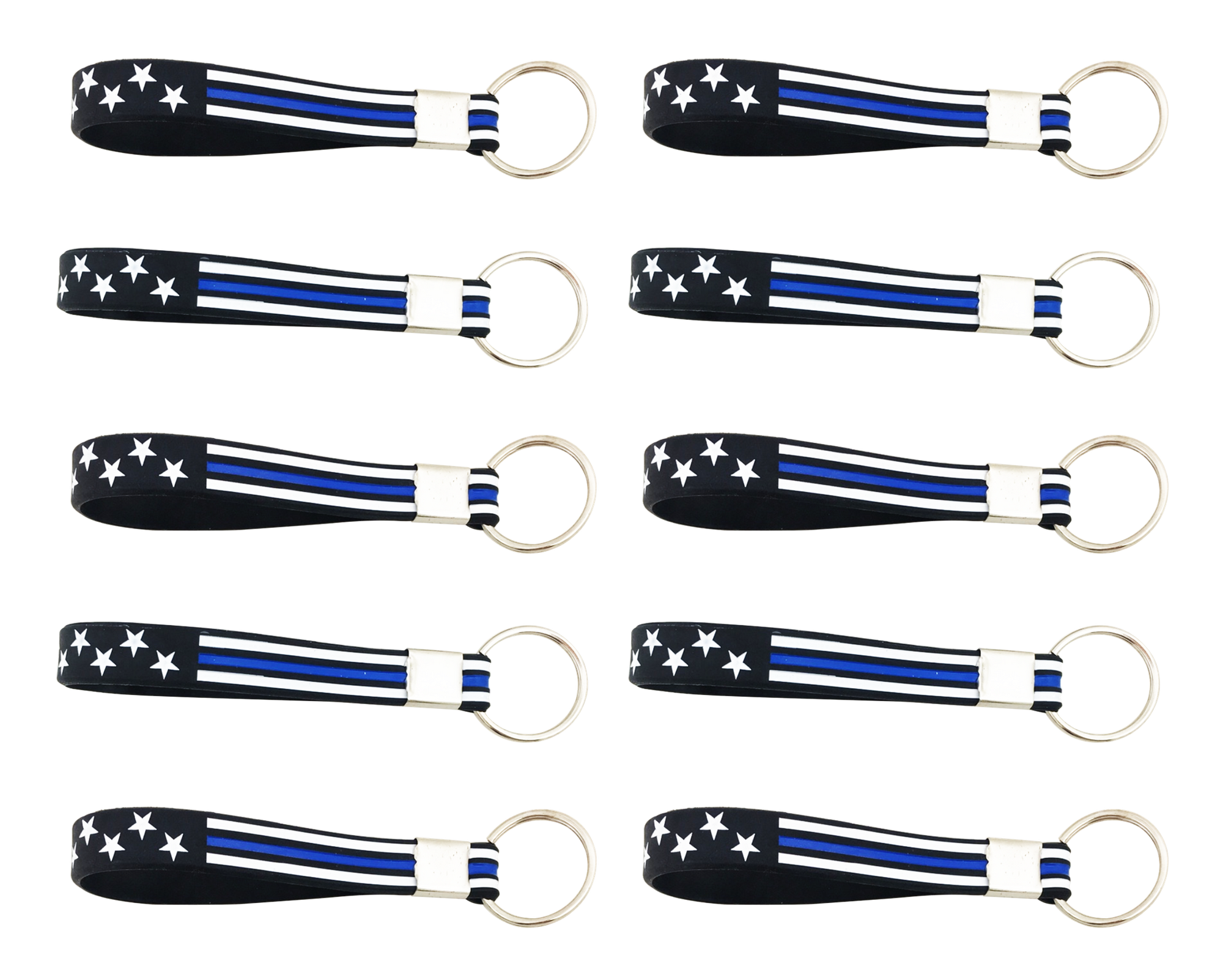 Thin Blue Line American Flag Keychain - PVC-TBL-KEY