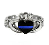 Thin Blue Line Stainless Steel Ring with Celtic Rope Design