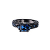 Deep Blue Sapphire Ring - Plated in Black Gold