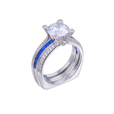 Beautiful TBL Detachable White and Blue Sapphire Cublic Zirconia Ring