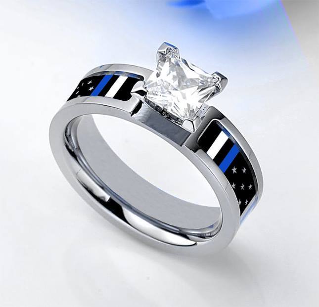 His Hers Sterling Infinity Silver CZ Bridal Wedding Band Engagement Ring  Set Him Her Thin Blue Line 13/6 - Walmart.com