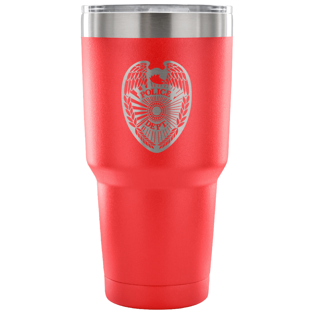 Firefighter and Police YETI Cup With Thin Red or Blue Line Laser Engraved  and Powder Coated Line. This Iisting Includes Shipping Prices 