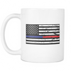 The Blue and Red Line American Flag Mug - White