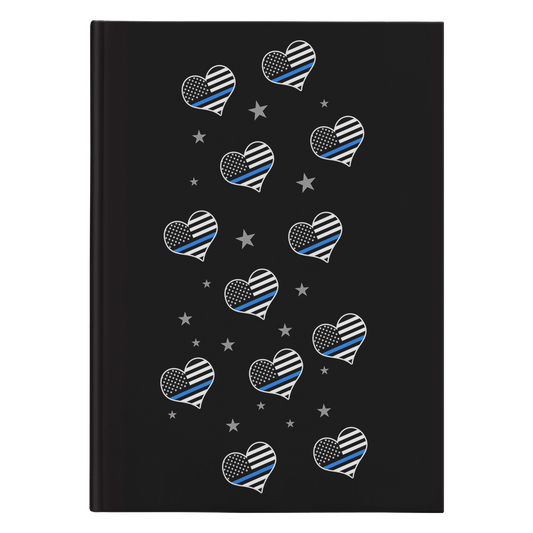 Thin Blue Line Flags Hearts Journal Notebook - Hardcover