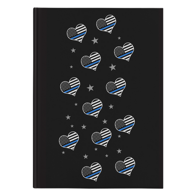 Thin Blue Line Flags Hearts Journal Notebook - Hardcover