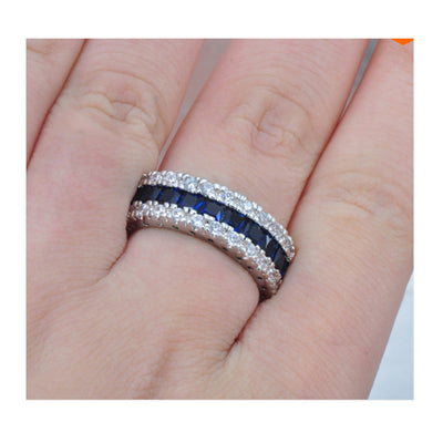 Stunning 10Kt White Gold Filled Diamond Simulated Sapphire Ring