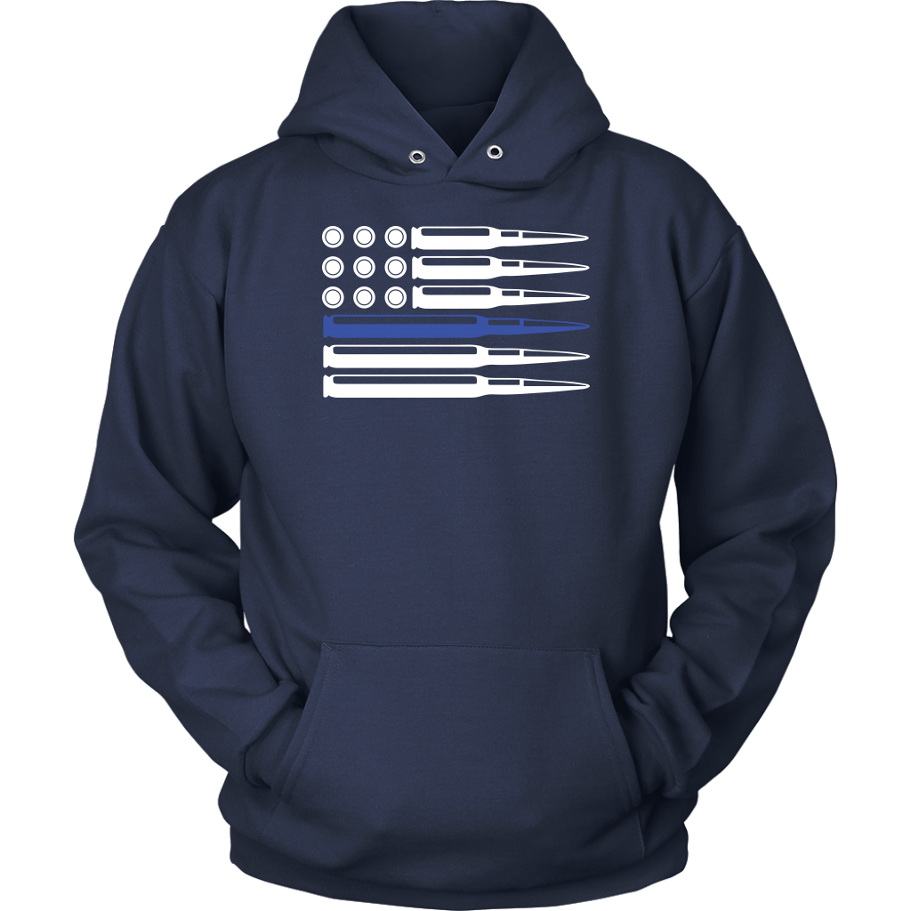 Thin Blue Line Ammo and Bullets Shirts and Hoodies
