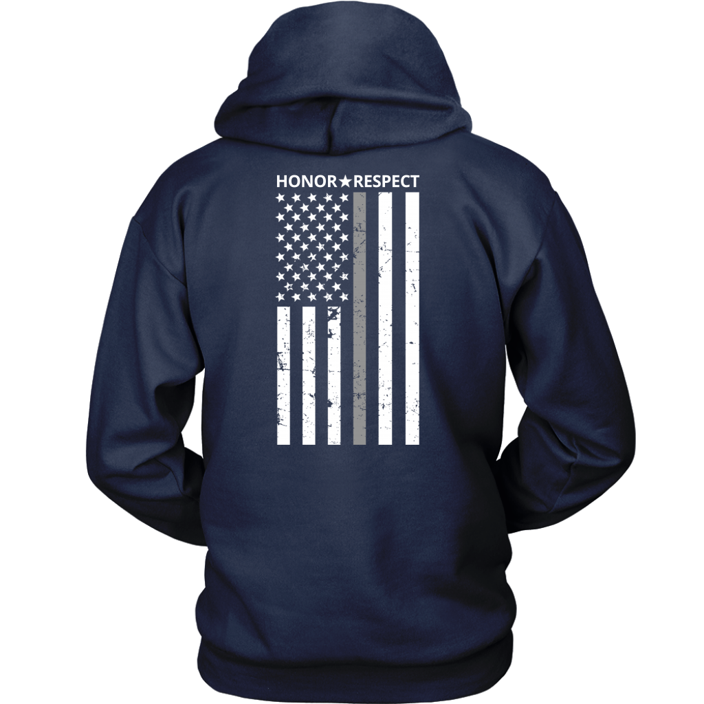 THIN SILVER LINE FLAG HONOR RESPECT SHIRTS AND HOODIES
