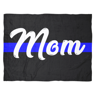 Mom - Thin Blue Line Blanket - Black