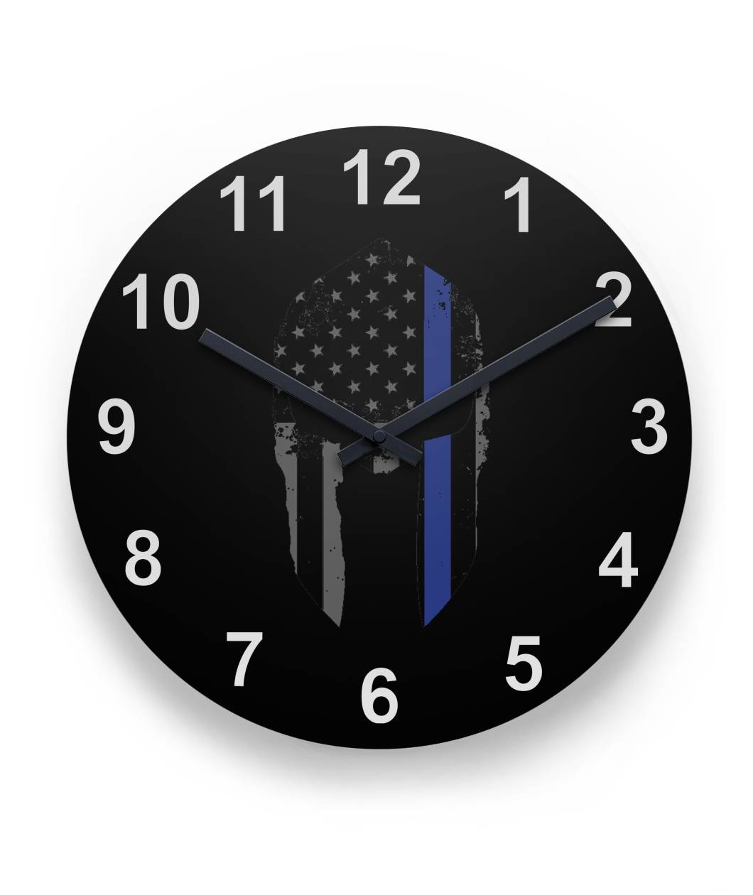 Spartan Helmet Thin Blue Line Clock