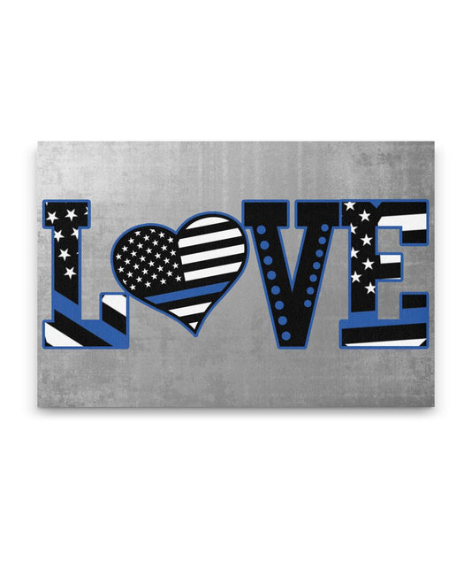 Thin Blue Line Flag LOVE Canvas Wall Art