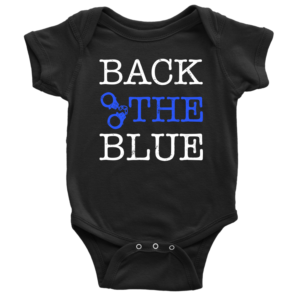 Back The Blue Infant Baby Onesie Baby Bodysuit / Black / 12M