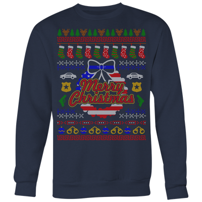 Joyful Police Ugly Christmas Shirts Sweaters Thin Blue Line Shop