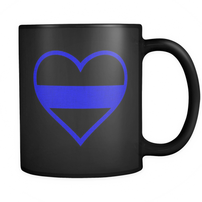 Beautiful Thin Blue Line Heart Mug - Black