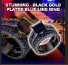 Beautiful Black Rings Set - Gold Plated Cubic Sapphire Simulated Stone