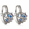 White Gold Plated Blue Sapphire Crystal Heart Earrings
