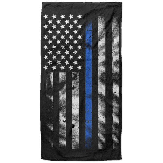Thin Blue Line American Flag Beach Towel - 37x74