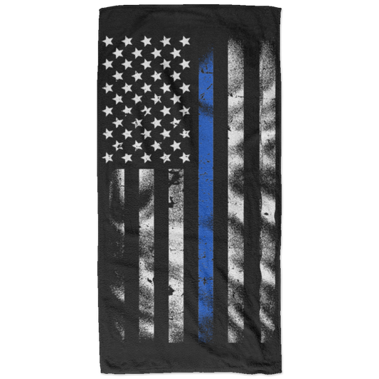 Thin Blue Line Amercain Flag Bath Towel - 32x64