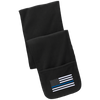 Thin Blue Line Flag Embroidered Fleece Scarf with Pockets