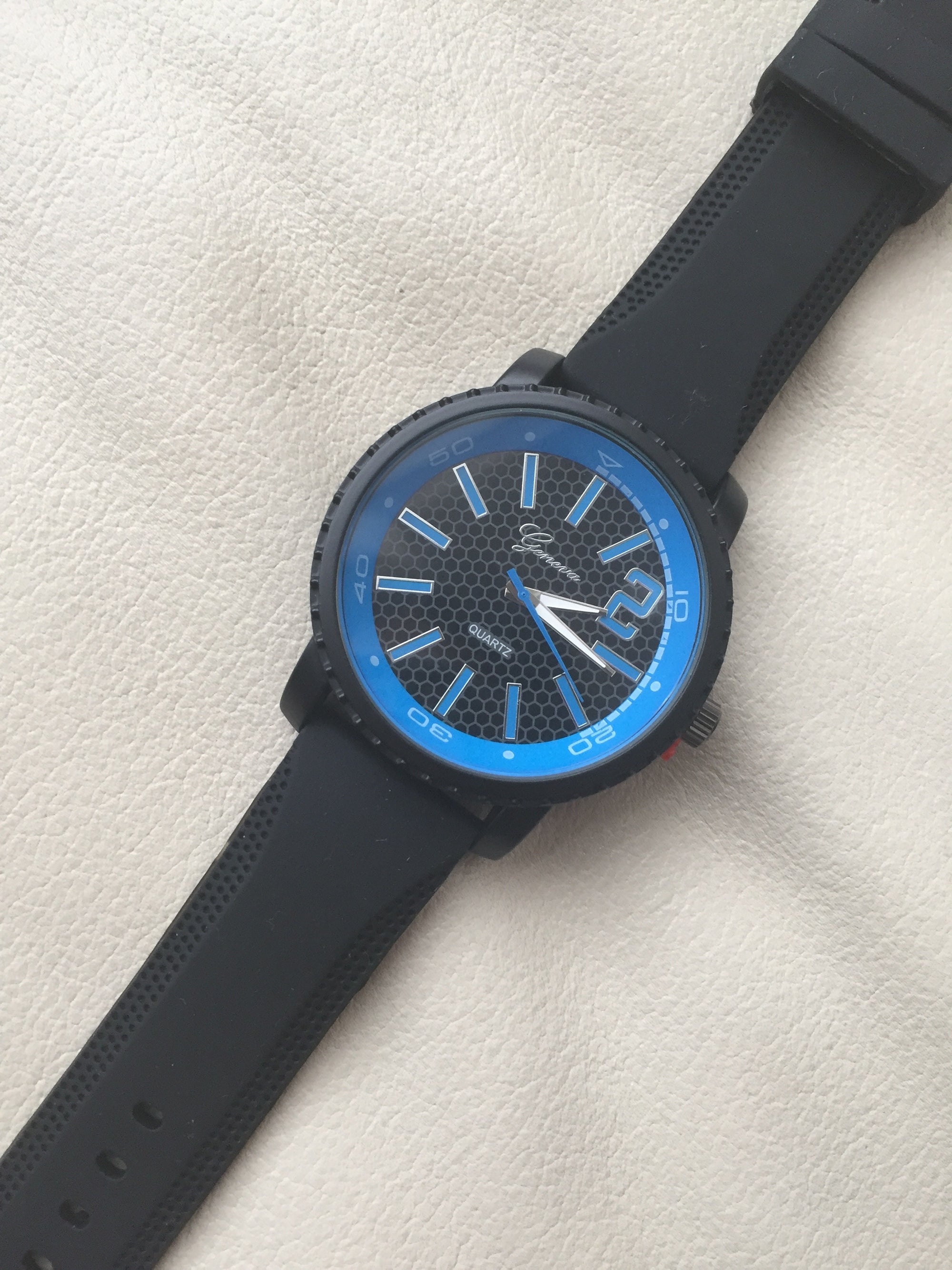 Geneva black discount and blue watch