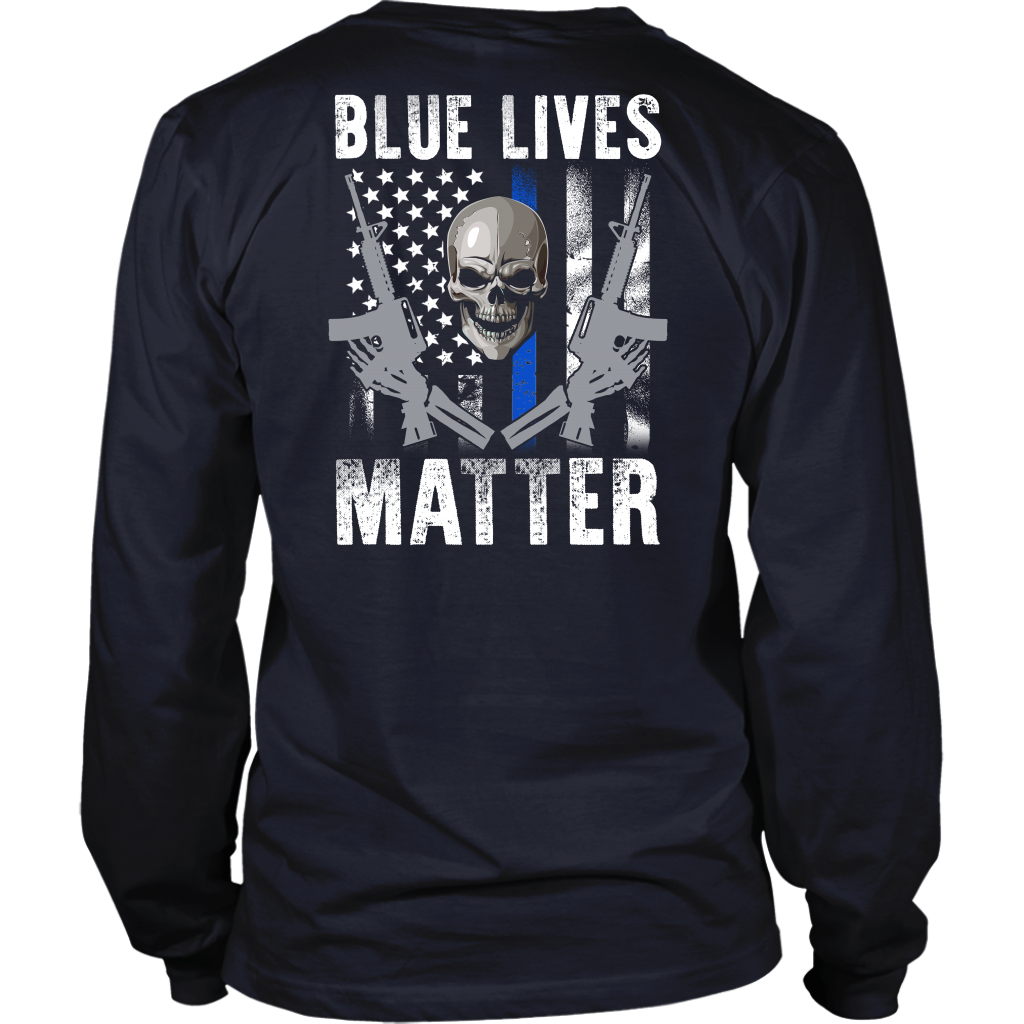 Blue Lives Matter Skull & Guns Shirts & Hoodies