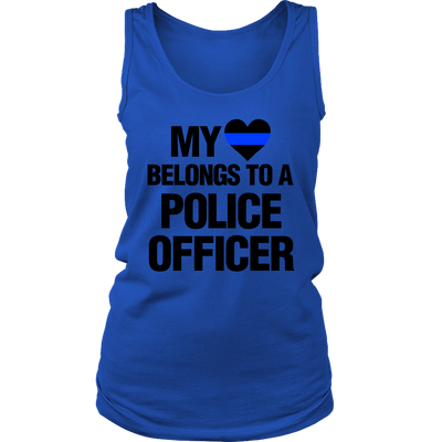 Women's My Heart Belongs To A Police Officer Tank Tops