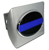 Thin Blue Line Emblem on Brushed Metal Hitch Cover