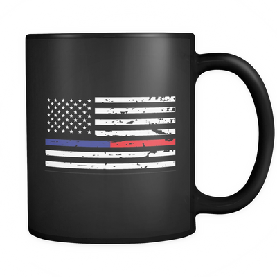 The Blue and Red Line American Flag Mug - Black