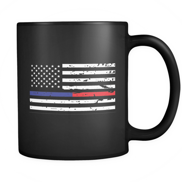 The Blue and Red Line American Flag Mug - Black - Thin Blue Line Shop