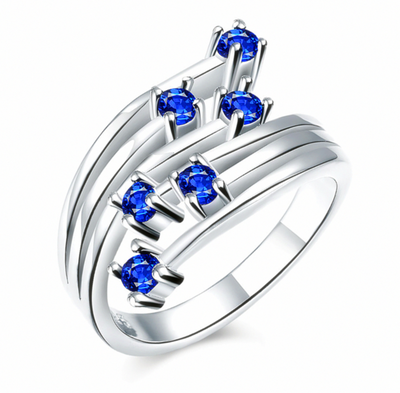 Beautiful 6 Stone Blue Sapphire Ring