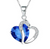 Double Heart Blue Stone Necklace