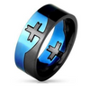 Thin Blue Line Two Tone Puzzle Ring - Stainless Steel