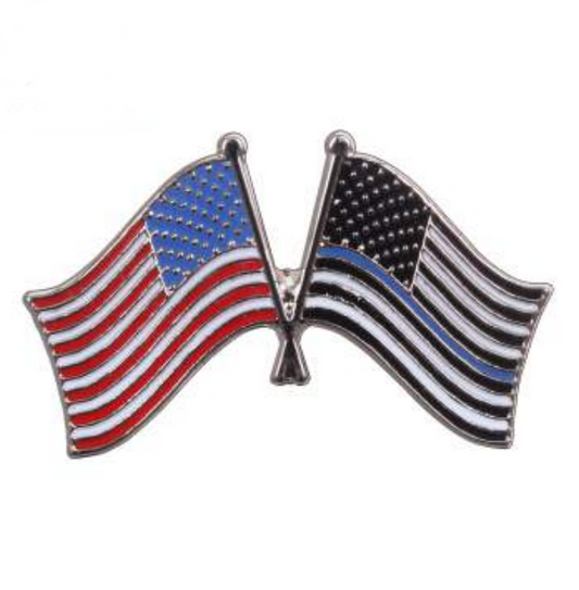 American Flag and Thin Blue Line American Flag Pin