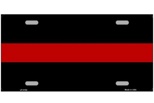 Thin RED Line Metal License Plate