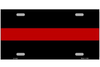 Thin RED Line Metal License Plate